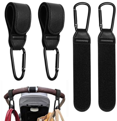 4 Pièces Crochet Poussette, Ajustement Universel Clips pour Poussette, Accessoire Poussette, Pinces a Crochet de Pram pour Sac à Langer, Poussette, Courses, Sac à dos