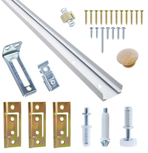 LANMIERT Bifold Closet Track Kit 30 inch Bi-fold Door Hardware Kits, Uninterrupted Steel Track, White