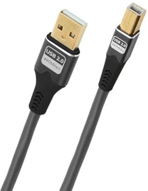 OEHLBACH Pulse AB - Cavo USB tipo A a tipo B - Velocità dati 480 Mbps, rivestimento in TPE, conduttore interno OFC, schermatura effettiva a 2 strati, antracite - 10 m