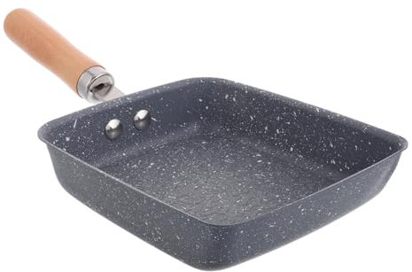 Amosfun Padella Antiaderente Quadrata Con Rivestimento in Pietra Per Cucinare Uova e Crêpes Design Martellato Per Distribuzione Calore Uniforme Adatta Per Induzione