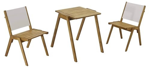 Oviala Quadratischer Gartentisch und 2 Stühle aus naturfarbenem Holz