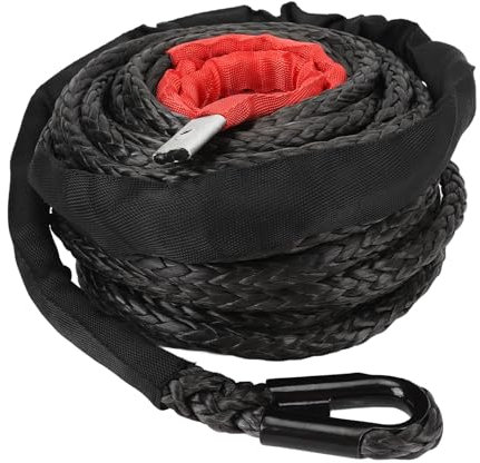 Ldafava Câble de Treuil Synthétique Haute Résistance 9.5mm x 23m, 7.5T avec Manchon de Protection et Crochet en Acier, Corde de Traction pour 4x4 SUV ATV UTV, Torons Tissés Anti-Abrasion (7.5 Tonnes)
