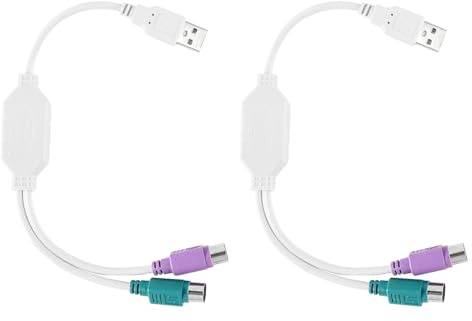 Enwye Cavo Adattatore da PS2 Maschio a USB A Maschio da 2 Pezzi per Tastiera e Mouse Vecchi, Plug And Play