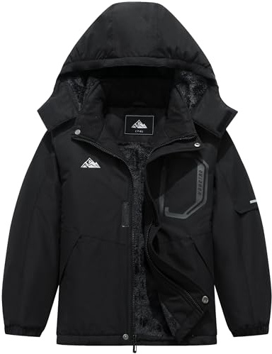 QUCOOM Kids Boy's Winter Waterproof Ski Jacket,Thick Snow Coat with Detachable Hood Warmth Windproof Snowboard Jackets