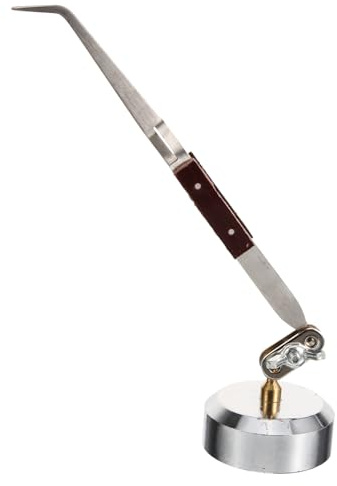 Kisangel Präzise Schmuckzange aus Edelstahl mit Drehbarem Halter Rückprall klemme für Sicheren Halt Gebogene und Gerade Spitzen für Schmuckherstellung und Löten