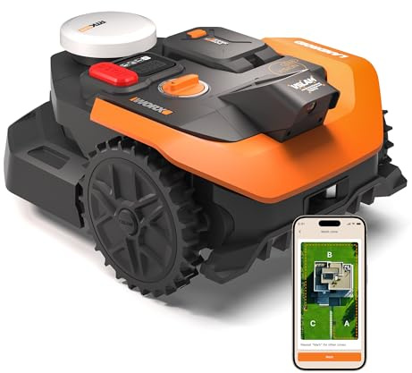 WORX Landroid Vision Cloud WR303E 2WD Robotic Lawn Mower | For lawns up to 300 m², AI obstacle avoidance, VSLAM + RTK Cloud navigation, Auto-Mapping, App control