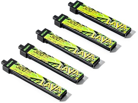BETAFPV 5pcs Lava II 1S 320mAh LiHV Battery 3.8V 95C with BT2.0 Connector | Upgraded Z-Folding technology, Compatible with 1S Tiny Whoop Drone Quadcopter like Cetus FPV Kit, Air65, Meteor65 Pro
