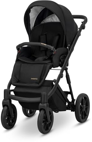 Kunert Ivento 2in1 Kinderwagen mit schwarzem Rahmen und weißem Stil (Schwarz)
