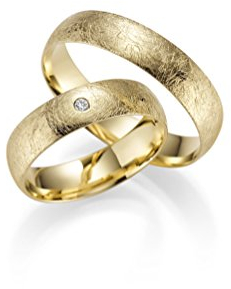 RJ 333 Gold Trauringe in Gelbgold Eismatt im Paarpreis