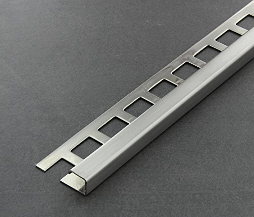 Fliesenschiene, Fliesenprofil, Quadratprofil, Edelstahl (V2A) gebürstet, Länge 2,50 m 11 mm Höhe 10 Stück Setpreis
