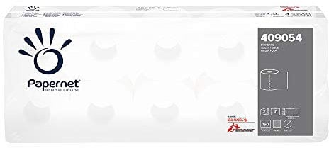 Papernet - Carta Igienica 409054, 10 Rotoli per Pacco, Realizzata in Pura Cellulosa, Lunghezza Rotolo 20,9m, 190 Strappi, Diametro Rotolo 11 cm, Anima 4,5 cm