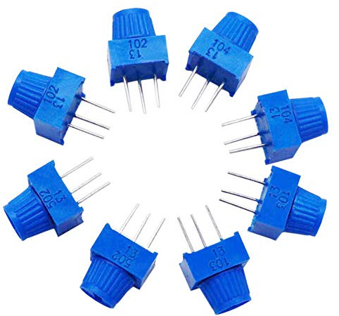 TWTADE / 8pcs 3386p Potentiometer 1K 5K 10K 100K Ohm Each 2pcs Breadboard Trim Potentiometer kit with Knob