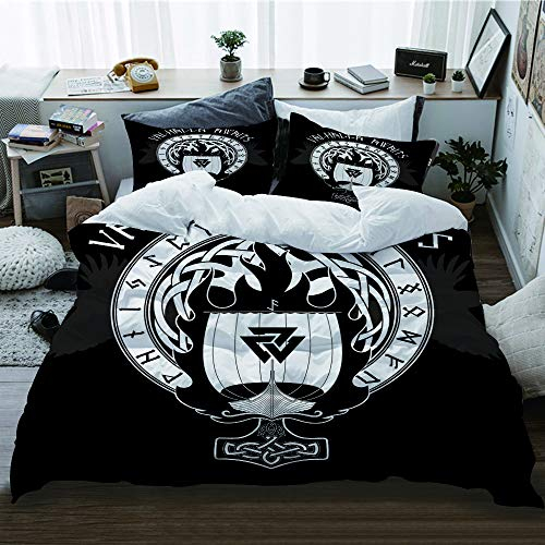 HATESAH Bedding Bettwäsche,Kriegsschiff der Wikinger,Bettwäsche 200x200cm,Kopfkissenbezug 2(50x80cm)