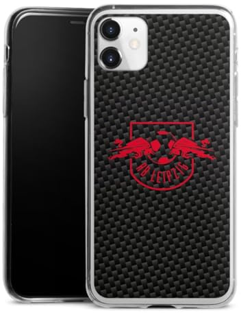 Slim Case kompatibel mit Apple iPhone 11 Silikon Handyhülle transparent Hülle extra dünn RB Leipzig Carbon Offizielles Lizenzprodukt