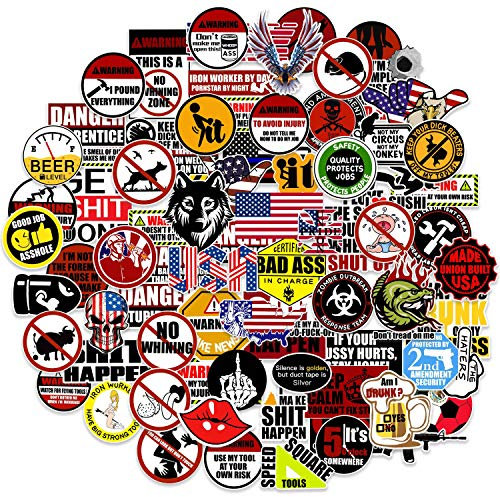 Funny Stickers for Adults - 100PCS Hard Hat Stickers for Tool Box, Welding Helmet, Construction, Electrician, Mechanic - Waterproof Vinyl Stickers for Blue Collar Men