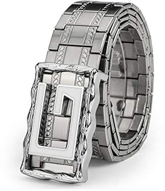 KSTYLE Gurtmänner Metallband Selbstverteidigung Fitness Taille Kette Metallband Gürtel Wilde Jugend Lange im Freien Selbstverteidigung,125 cm