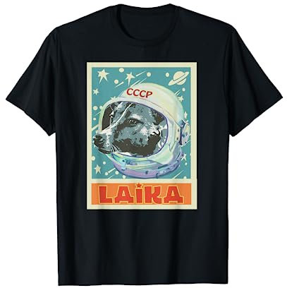 Unione Sovietica URSS T astronauta Laika propaganda cane Maglietta