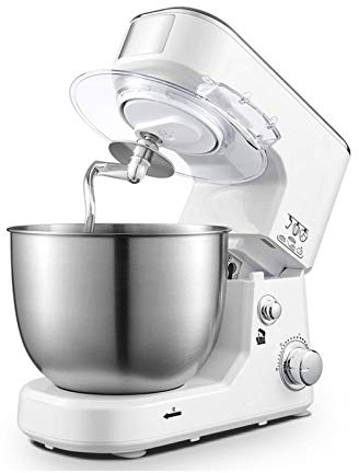 JHNEA Stand Mixer, Electric Mixer, 6 Speed Stand Mixer with 4L Stainless Steel Mixing Bowl, Dough Hooks, Mixer Beaters and Whisk, SC-209,White