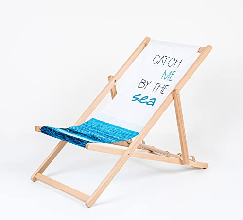 Merino Wool Lovely Line Liegestuhl Sonnenliege Klappbar, Gartenliege Rückenlehne verstellbar leicht klappbar Garten Balkon Strand Holzklappstühle Naturholz Lounger (Catch Me)