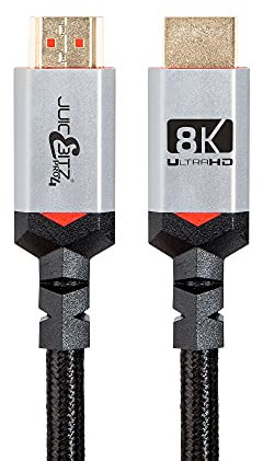 JuicEBitz 8K HDMI Cable 4M, Pro Series Braided Ultra High Speed HDMI 2.1 Lead. 48Gbps, Ethernet, eARC. HDMI to HDMI Cable. Compatible with Xbox, Playstation PS5, Apple/Sky Q TV Ultra HD - 4m