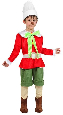 Pegasus COSTUME PINOCCHIO VESTITO FAVOLA DI PINOCCHIO GEPPETTO CARNEVALE (5/6 anni)