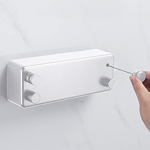 I3C Filo stendibiancheria retrattile da 4,2 m, doppio filo stendibiancheria, montaggio a parete, in acciaio inox, estensibile per interni, bagno, balcone (bianco)