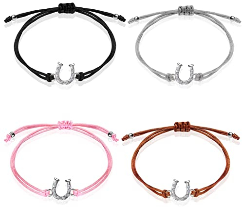4 Stück Freundschaftsarmband Handmade,Filigranes Armbänder Einstellbar,Armband Damen,Enverstellbar Glücksbringer Armband Set Modeschmuck,Pärchen Armband für Liebhaber Valentinstag,Weihnachtsgeschenke