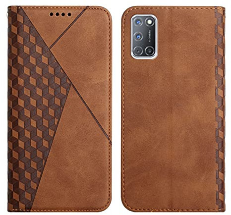 KOUYI Kompatible mit Oppo A52 / A72 / A92 Hülle, Retro Premium PU Leder Weich TPU Klapphülle Kartenfächer Magnetic Standfunktion Flip Wallet Shockproof Handyhülle (Braun)