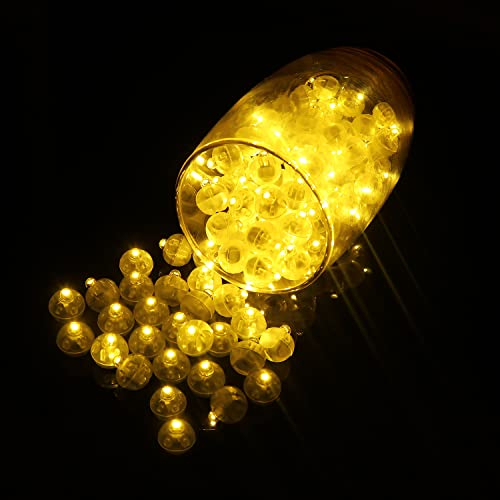 Luces para Globos Led,100 LED Lámpara Globo, Mini LED Bombillas Luz Amarillo, Mini Flash Luces LED, de Decoración Globo Linterna para Cumpleaños, Boda, Navidad, Halloween, Fiesta (Amarillo)