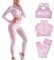 Veriliss Damen 3teiliger Gym Trainingsanzug Nahtlose Laufbekleidung Fitness Kleidung Jogginganzug Reißverschluss Kapuzen Fitness Jogging Tennis Laufen (Pink Purple,S)