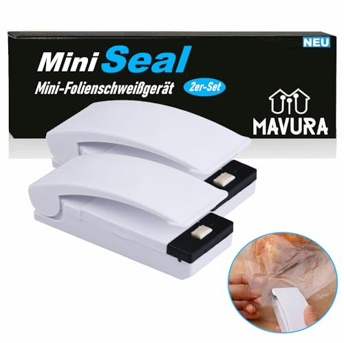 MiniSeal Mini Folienschweißgerät Vakuumierer Vakuumiergerät, Handschweißer Einschweißgerät Portabler Tüten Verschweißer [2er Set]