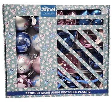 Disney Stitch Kugeln, 25 Stück, Stitchmas Weihnachtsbaum, bruchsichere Ornamente mit Aufhängeschlaufe für Urlaub und Party-Dekoration
