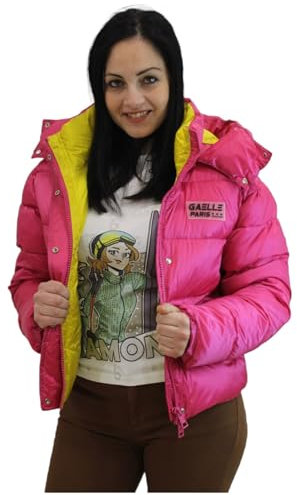 Gaelle Gaelle Donna Giacca Giubbotto con Cappuccio con Patch Alta Frequenza Gbdp13000 Rosa Fucsia FUC