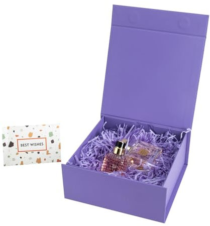 CHARMGIFTBOX Geschenkboxen mit Deckel, 18 x 17,8 x 8,1 cm, kleine magnetische violette Geschenkbox, faltbare Boxen für Geburtstagsparty, Brautjungfer, Weihnachtsgeschenke