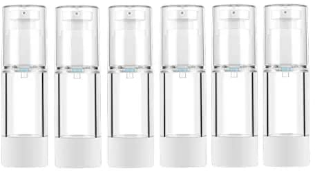 LONGWAY 6Pcs 30ML Airless Pump Bottle, Travel bottles for Toiletries Refillable Empty Containers Vacuum Press Pump Bottles for Foundation, Essence, Lotion
