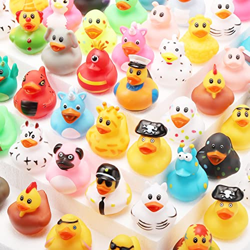Dazarey 25 Stück Gummi Badeenten,Bunt Gummi Enten Schwimmer,Niedlich Gummienten Kinder,5cm Badeente,Quietscheente Badewannenspielzeug für Babypartys Geburtstags Partyartikel Strand und im Pool