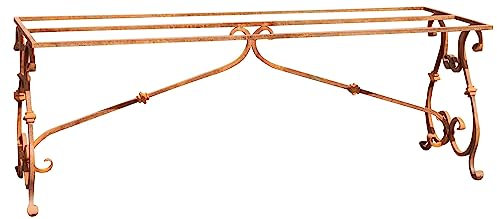 Biscottini Iron Table Base, Wrought Iron Garden Table, Table Legs in Wrought Iron Forged by Hand, Glass Table Top Base