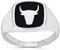 Bling Jewelry Unisex Signet Ring Mit Schwarzen Onyx Quadrat Edelsteinen Im Western Stil Mit Texas Longhorn Büffel Kuh Antilopen Und Stierschädel Motiv Aus .925Er Sterlingsilber Und Individualisierbar