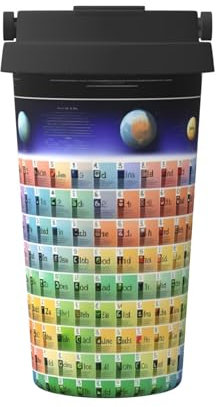 FRESQA Periodensystem der Elemente, tragbarer Thermobecher, vielseitiger Reise-Kaffeetasse für Pendler und den täglichen Gebrauch