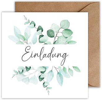 10er Set Einladungskarte Hochzeit mit Umschlag - EInladung für Geburtstag Hochzeit Feier - Klappkarte Konformation Kommunion (125 x 125 mm)