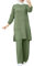Bluelucon Damen Kleid Muslimisches Einfarbig zweiteiliges Set,damen Lose hose und Komfortabel top Islamisches kleidung kostüm damen elegant 2 teiler Grün,3XL