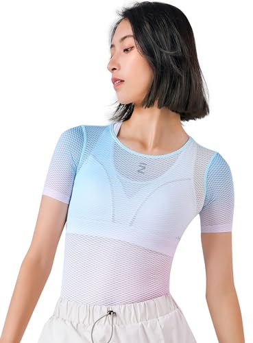 INBIKE Fahrradtrikot Radtrikot Rennrad Trikot Funktionsunterhemd Sportshirts Damen Kurzarm Fahrradbekleidung Sommer Atmungsaktiv Feuchtigkeitstransport Schnell Trocknend Blau XS/S