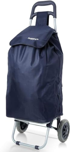 Hoppa 57Ltr Lightweight Shopping Trolley 2024 Model, Hard Wearing & Foldaway for Easy Storage With 1 years Guarantee(Navy)