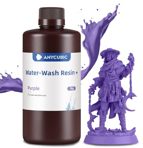 ANYCUBIC Wasser Waschbares Resin 2.0, 3D Drucker Harz Wasserlöslich, UV-Resin 405nm Standard Photopolymer Harz, Geringer Geruch, Geeignet für 4/6/8K LCD 3D-Drucker (Lila, 1000g)