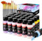 Fantastory Pastel Acrylic Paint Set+12 Brushes, 24 x 2oz Pastel Colors Art Craft Paint for Artists Students, Halloween Decorations, Canvas Ceramic Wood Rock Painting Supplies Kit [Professional Series]