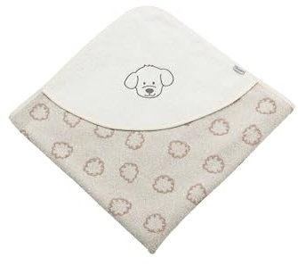 Sterntaler Kapuzenbadetuch 80x80 cm Hund Lucky - Badetuch mit Stickerei - Babyhandtuch mit Kapuze aus saugfähiger Baumwolle, Ecru