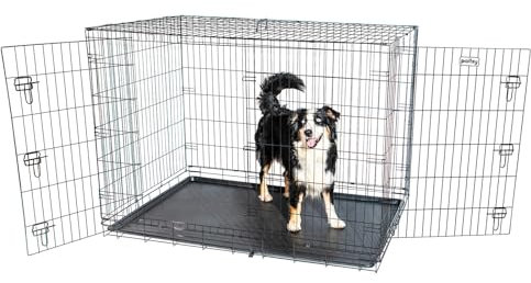 PAITSY Hundetransportbox klappbar Fortressoo3XL, Hundebox für mittelgroße Hunde 137x94x114cm, 2 Türen, herausnehmbares Tablett, für Innenbereich