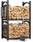 HFHOME Kaminholzregal Innen Brennholzregal Außen 2-in-1, Kaminholzständer für Kaminholz Aufbewahrung, Feuerholzregal 78 x 46 x 32 cm mit Kaminofen Zubehör Schaufel Besen Zange Schürhaken