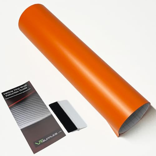 Matt Car Vinyl Wrap [Self Adhesive Air Release Film] with Squeegee Tool - Outdoor Rated for Car Automotive Use (Orange, 30 x 152cm)