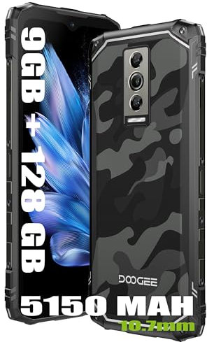 DOOGEE Blade 10 4G Rugged Smartphone, 9GB + 128GB, 6.56, 16MP AI Fotocamera + 8MP, 5150mAh Batteria, Android 14 Cellulare Impermeabile, Octa Core, IP68/GPS/NFC/Face ID, Nero